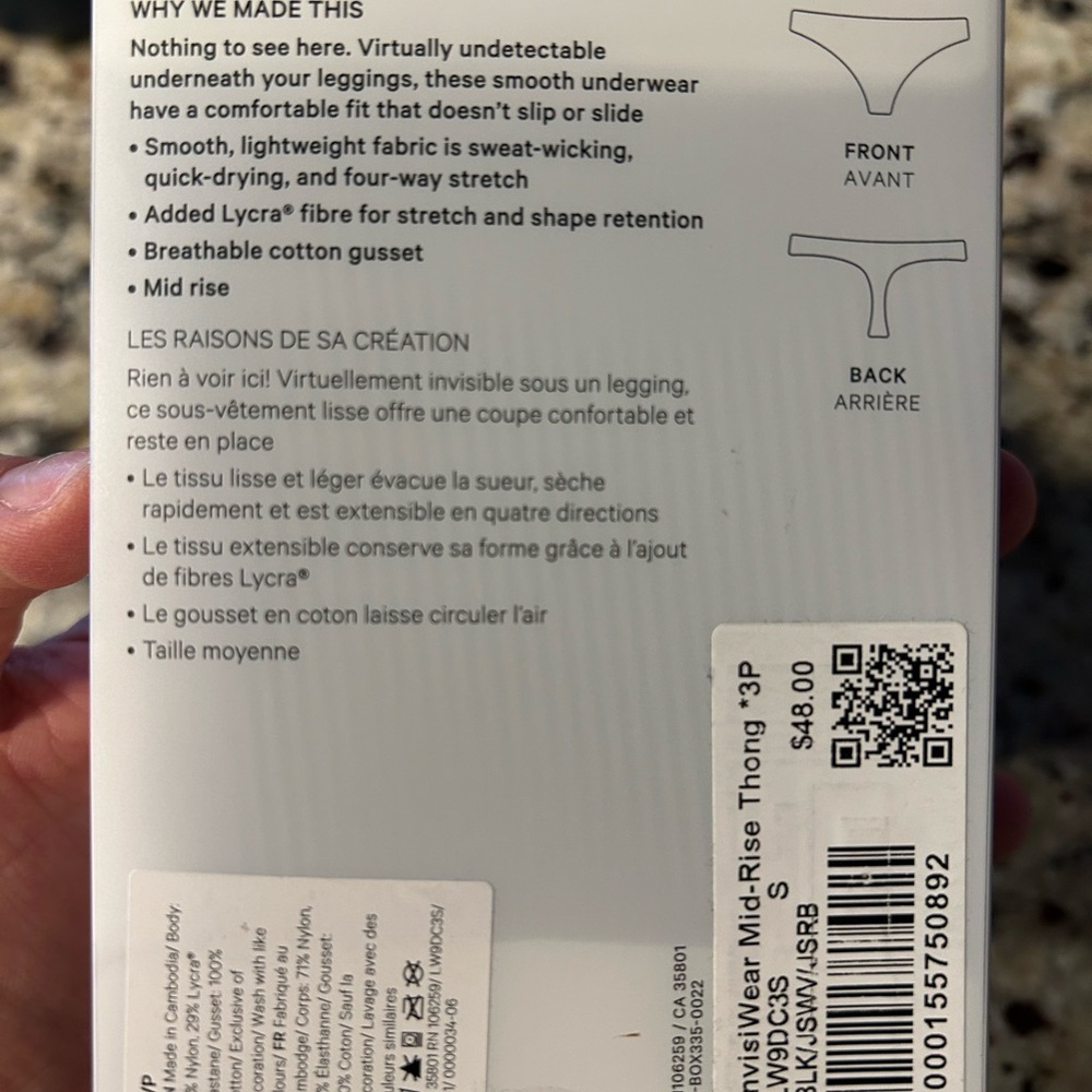 lululemon athletica InvisiWear Thong Underwear - 3 Pack White - Picture 2 of 2